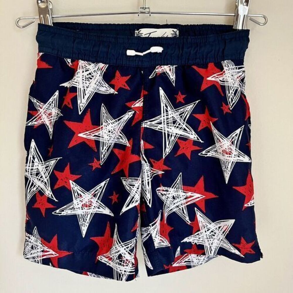 Boys Trunks Surf & Swim Patriotic Red White Blue Star Print USA Flag‎ Swimming 5